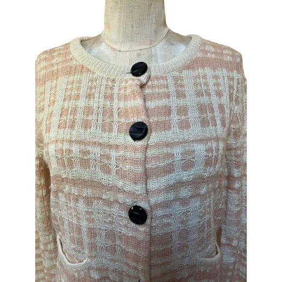 Knitted&Knotted Pink Cardigan Sweater Cream Medium - Picture 2 of 12